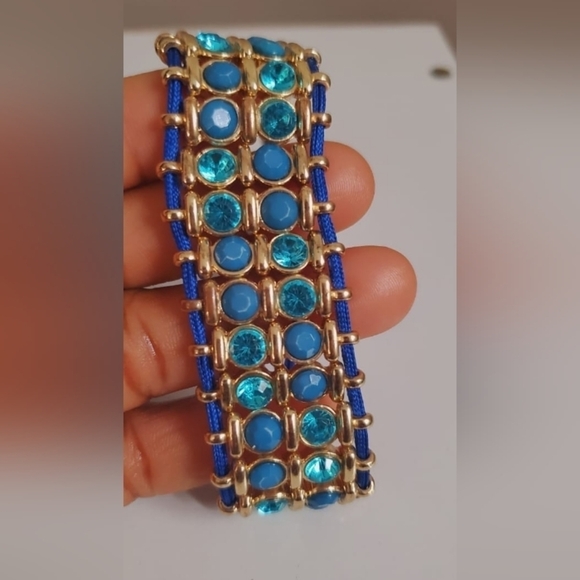Royal Blue &Aqua Crystal Bracelet. Adjustable Strap🌴 - Picture 9 of 9